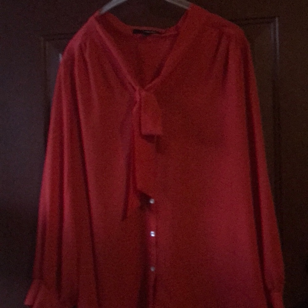 24/7 Red Blouse with Tie Neck